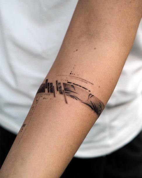 Stunning Armband Black Ink Girls Leaf Tattoos