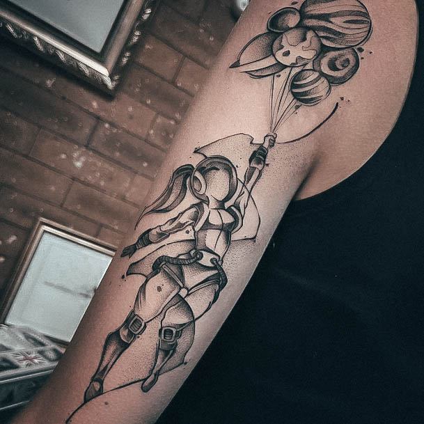 Stunning Astronaut Tattoo On Lady