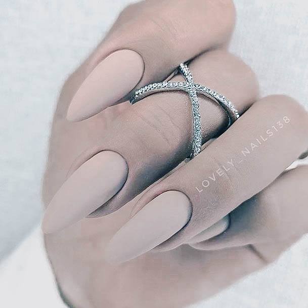 Stunning Beige Nail On Lady