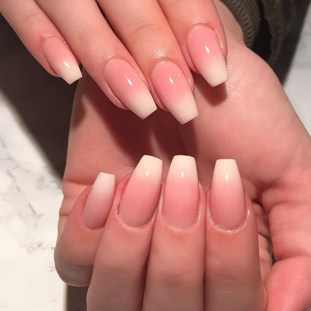 Stunning Beige Ombre Nail On Lady