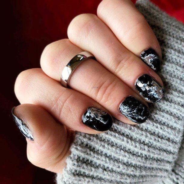 Stunning Black And White Marble Nail On Lady