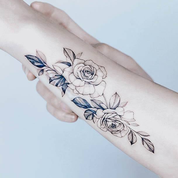 Stunning Black Rose Tattoo On Lady