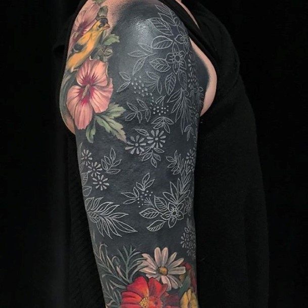 Stunning Blackout Tattoo On Lady