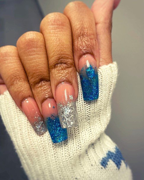 Stunning Blue And Silver Nail On Lady