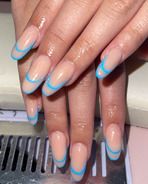 Stunning Blue French Tip Nail On Lady