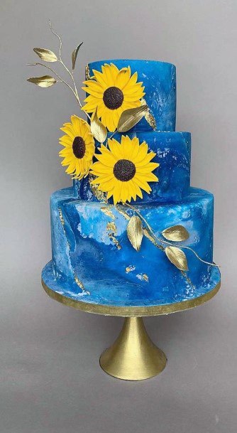 Stunning Blue Wedding Cakes Women With Sunflower