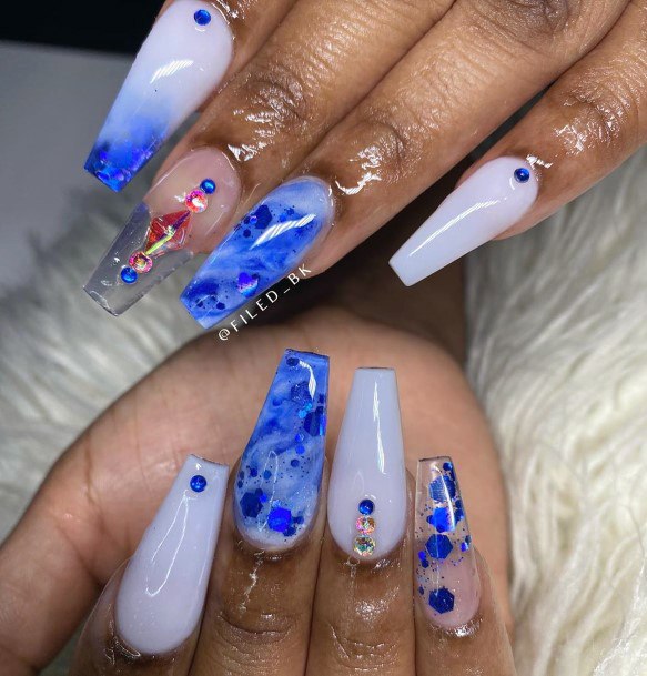 Stunning Blue White Gorgeous Prom Nail Inspiration For Ladies