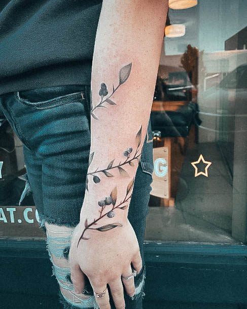 Stunning Blueberry Tattoo On Lady