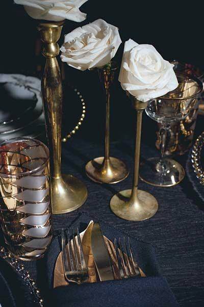 Stunning Brass Stem Vase Elegant White Rose Table Centerpiece Wedding Decoration Ideas