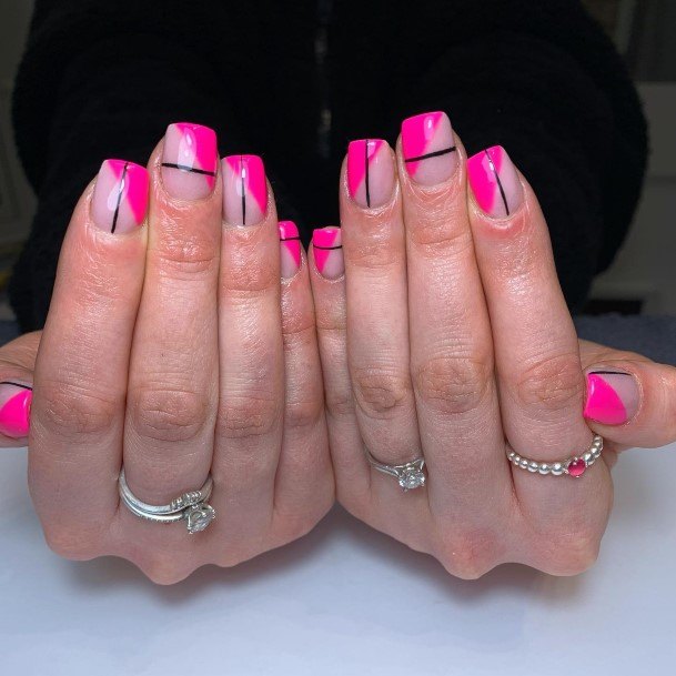 Stunning Bright Pink Nail On Lady