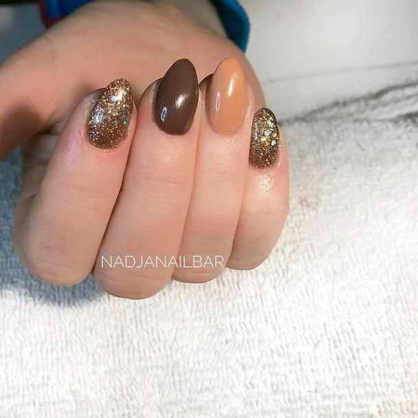 Stunning Brown Dress Nail On Lady