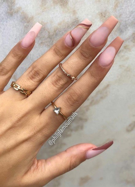 Stunning Brown French Tip Nail On Lady