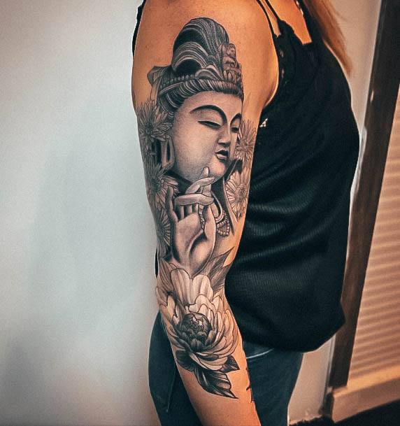 Stunning Buddha Tattoo On Lady