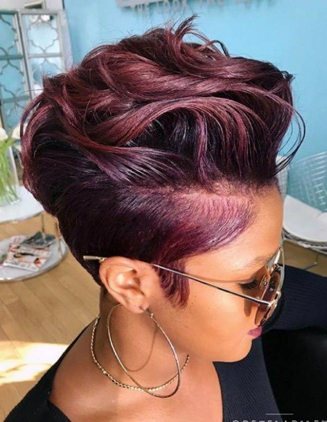 Stunning Burgundy Mohawk Short Hairstyles For Black Women