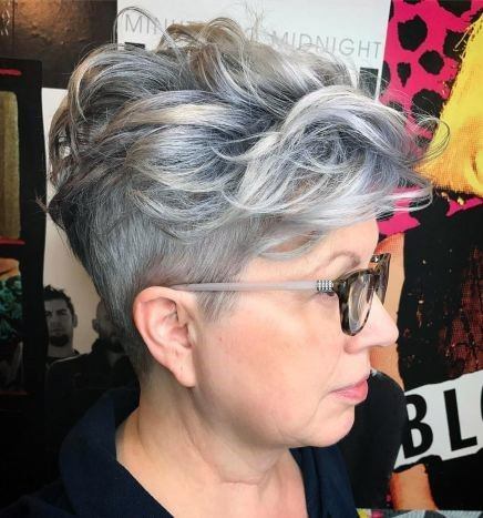 Stunning Buzzed Sides Curly Top Pixie Short Hairstyles For Older Women