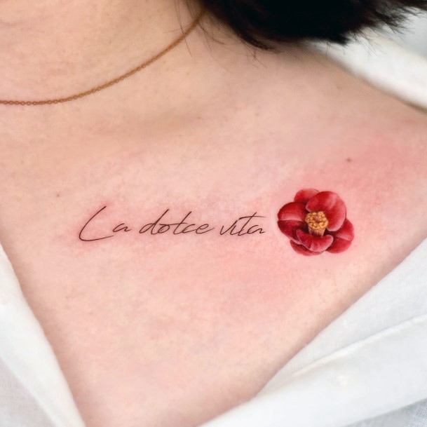 Stunning Camellia Tattoo On Lady