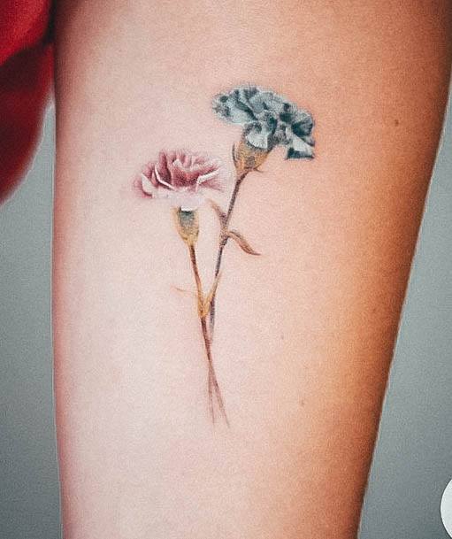 Stunning Carnation Tattoo On Lady