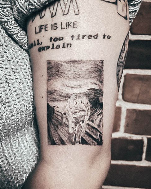 Stunning Cartoon Tattoo On Lady