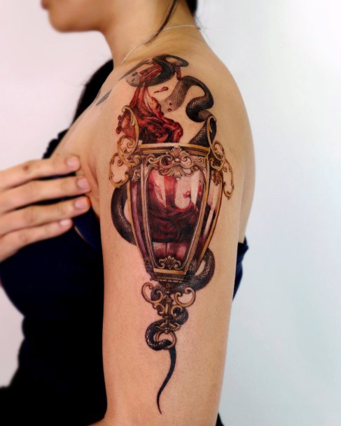 Stunning Chalice Tattoo On Lady