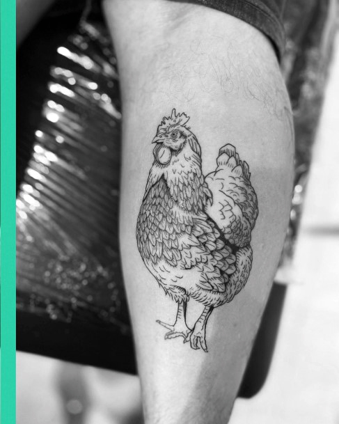Stunning Chicken Tattoo On Lady