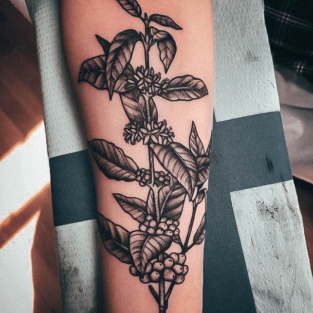 Stunning Coffee Bean Tattoo On Lady