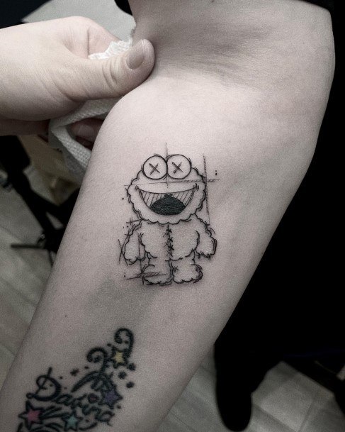 Stunning Cookie Monster Tattoo On Lady