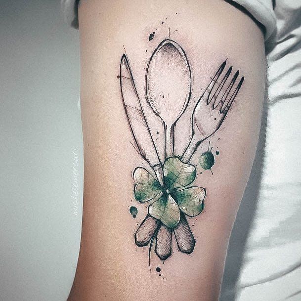 Stunning Cooking Tattoo On Lady