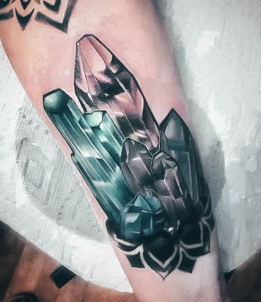 Stunning Crystal Tattoo On Lady