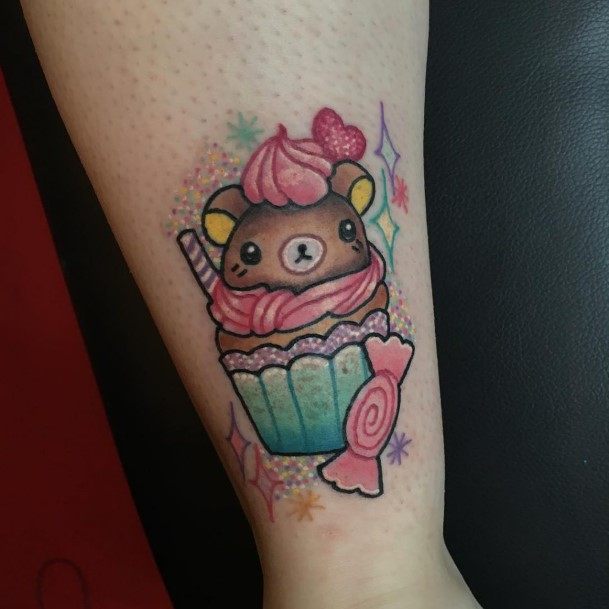 Stunning Cupcake Tattoo On Lady