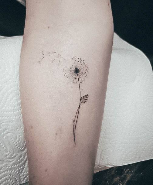 Stunning Dandelion Tattoo On Lady