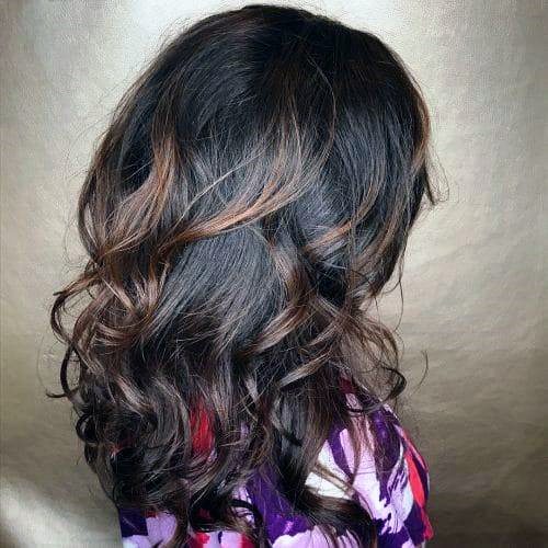 Stunning Dark And Light Brown Layered Bouncy Curls Women’s Hairstyle