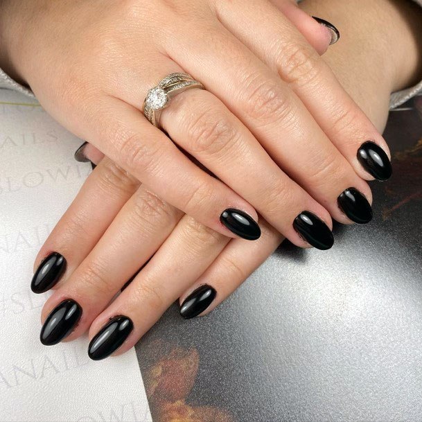 Stunning Dark Black Colored Nails