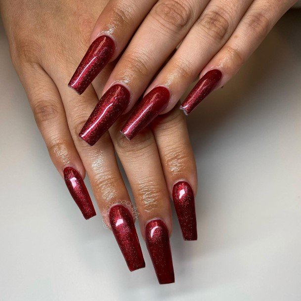Stunning Deep Red Nail On Lady