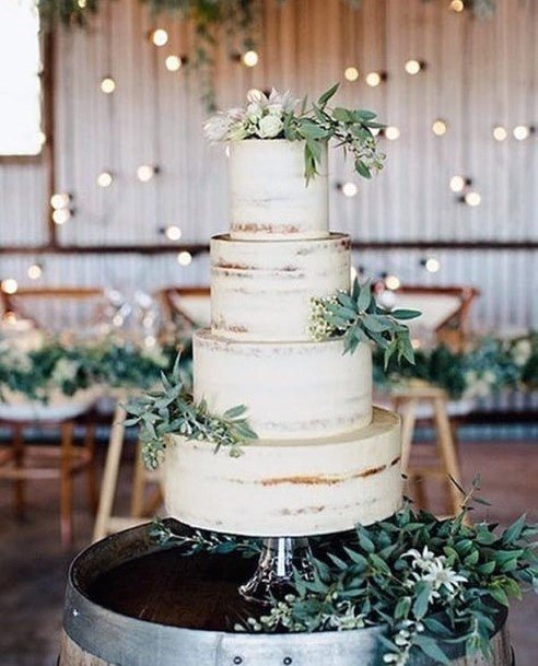 Stunning Desert Table Greenery White Gold Cake Design Wedding Inspiration Ideas