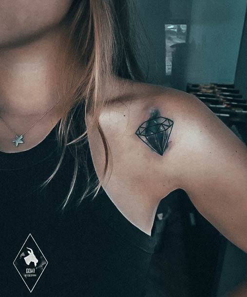 Stunning Diamond Tattoo On Lady