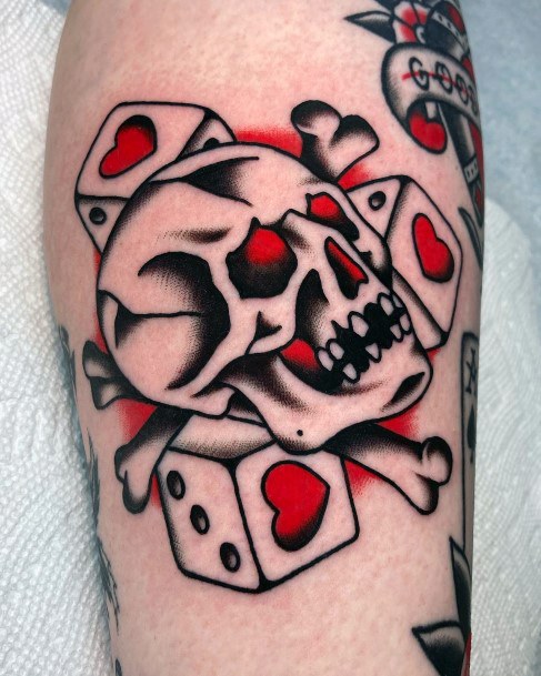 Stunning Dice Tattoo On Lady