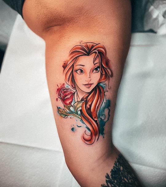 Stunning Disney Princess Tattoo On Lady