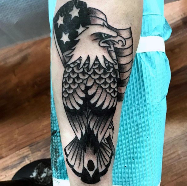 Stunning Eagle American Flag Tattoo For Women