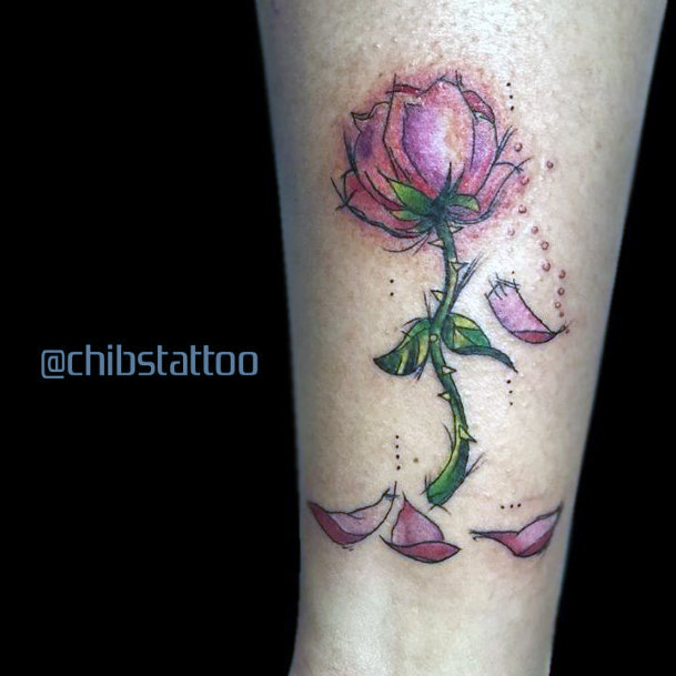 Stunning Enchanted Rose Tattoo On Lady