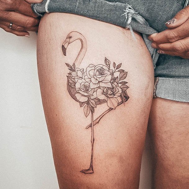 Stunning Flamingo Tattoo On Lady