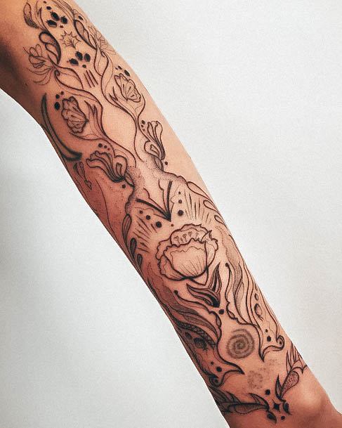 Stunning Forearm Sleeve Tattoo On Lady