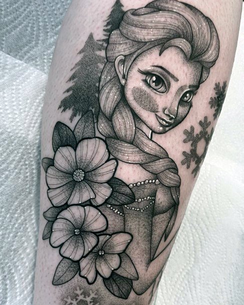 Stunning Frozen Tattoo On Lady