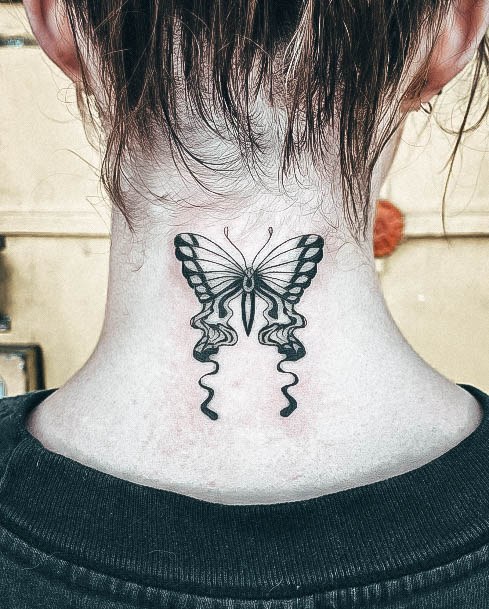 Stunning Girls Back Of Neck Tattoos