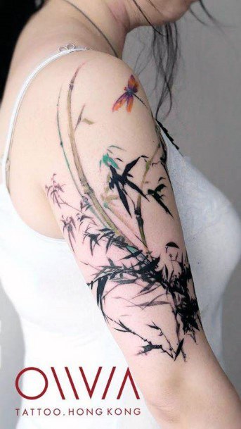 Stunning Girls Bamboo Tattoos