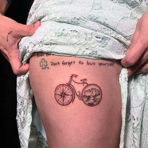 Stunning Girls Bicycle Tattoos