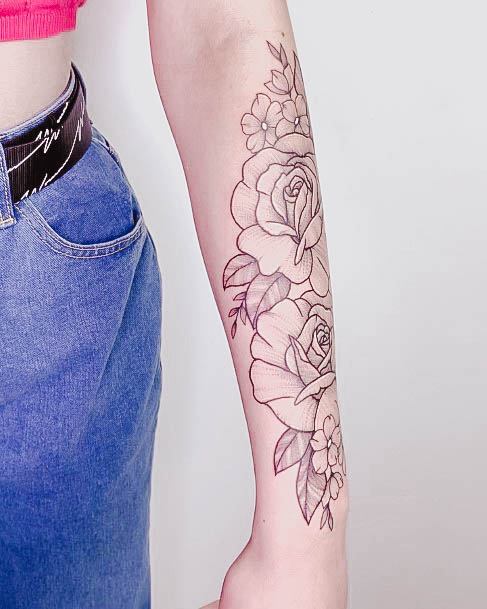 Stunning Girls Black Rose Tattoos