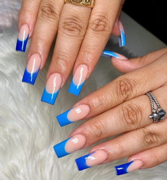 Stunning Girls Blue French Tip Nails