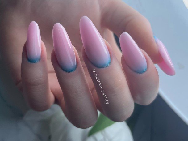 Stunning Girls Blue Ombre Nails