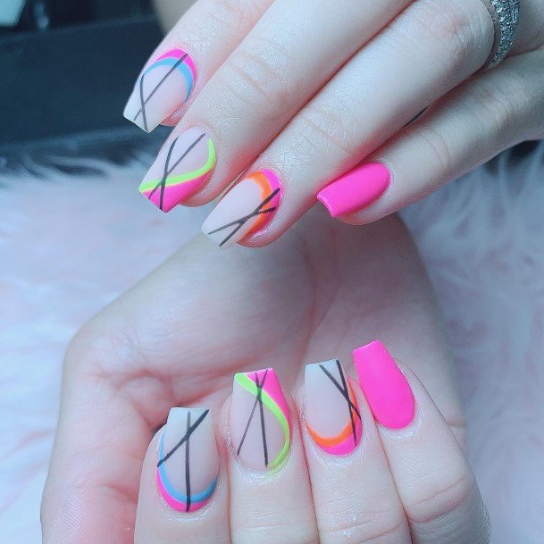 Stunning Girls Bright Pink Nails