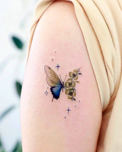 Stunning Girls Butterfly Flower Tattoos